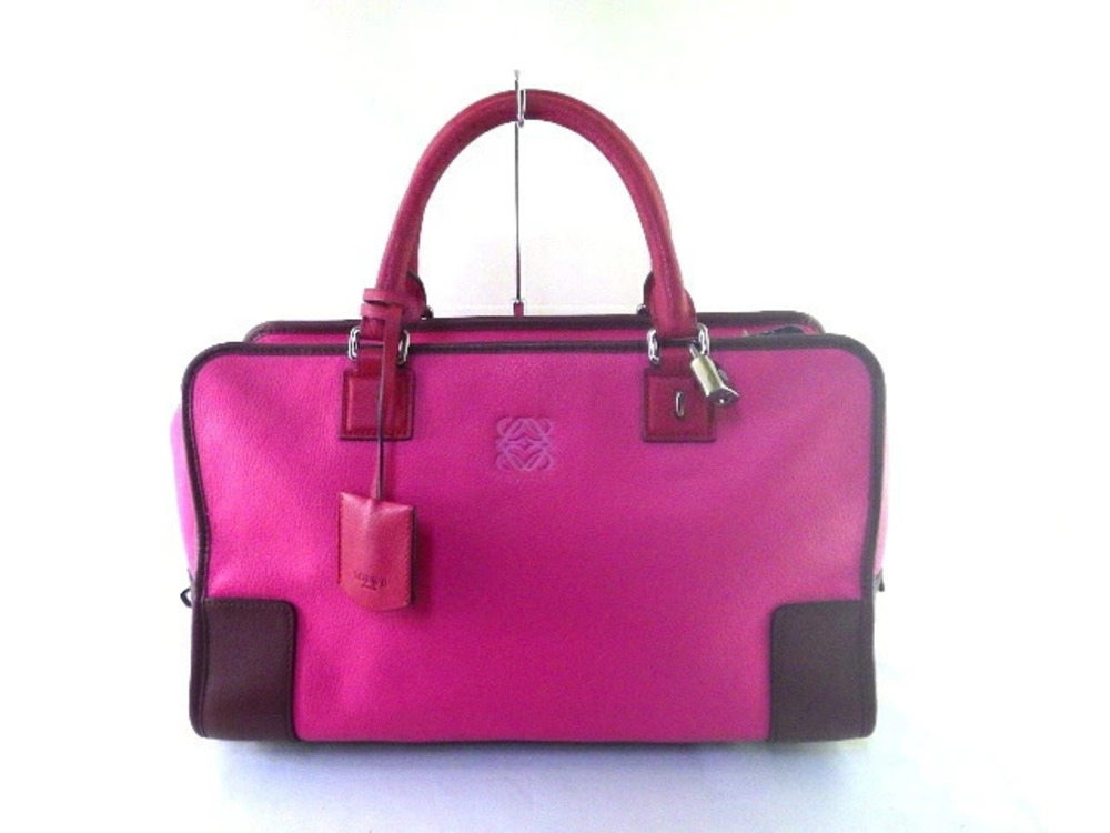 Loewe Calfskin Amazona Pink Brown Handbag Pink Brown